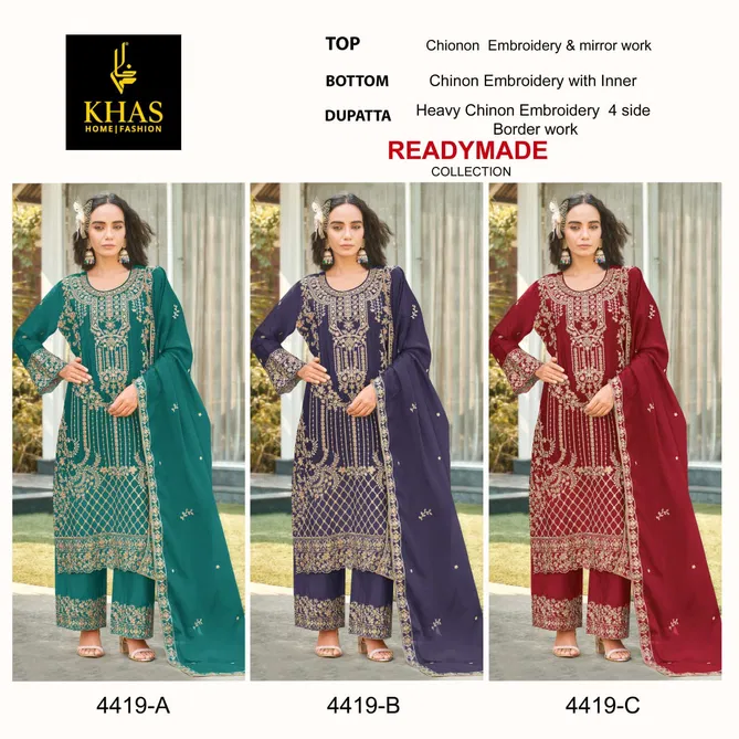 4419 Khas Chinon Embroidery Pakistani Readymade Suits Orders In India